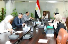 الدكتورة منال عوض أثناء الاجتماع