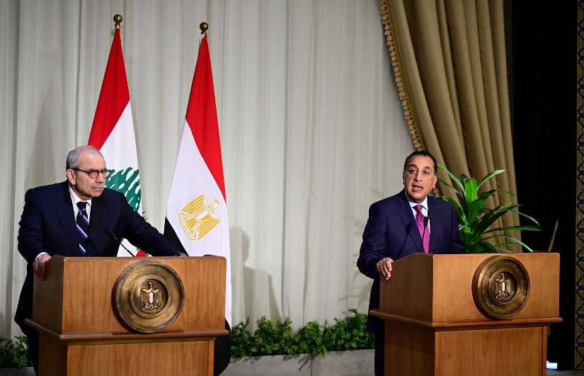 المؤتمر الصحفى لرئيسى وزراء مصر ولبنان