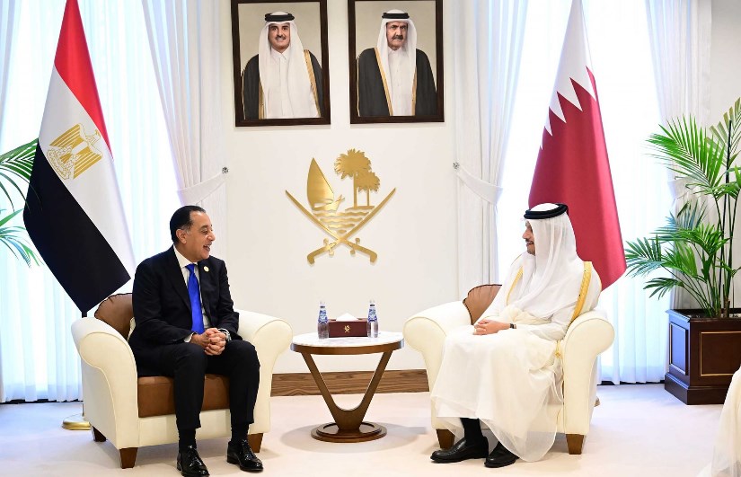 لقاء مدبولى ورئيس الوزراء القطرى