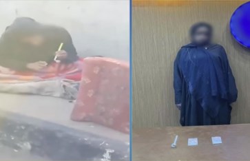 سيدة تتعاطى مخدر الآيس بأوسيم