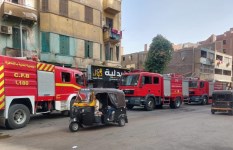 حريق محل كاوتش في روض الفرج  حريق محل كاوتش في روض الفرج