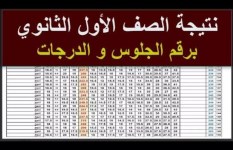 نتيجة الصف الأول الثانوي برقم الجلوس والدرجات 
