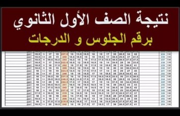 نتيجة الصف الأول الثانوي برقم الجلوس والدرجات  نتيجة الصف الأول الثانوي برقم الجلوس والدرجات