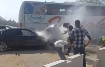 حريق  سيارة شوبير 