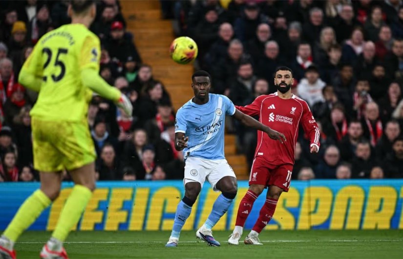 محمد صلاح في مباراة ليفربول والسيتي 