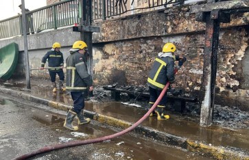 جانب من حريق موقف عبد المنعم رياض