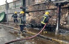 جانب من حريق موقف عبد المنعم رياض