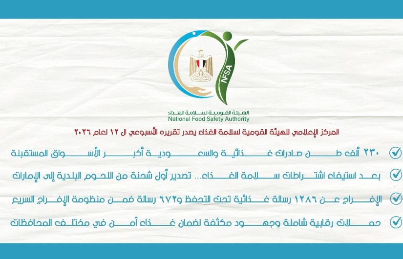 التقرير الأسبوعى للهيئة القومية لسلامة الغذاء